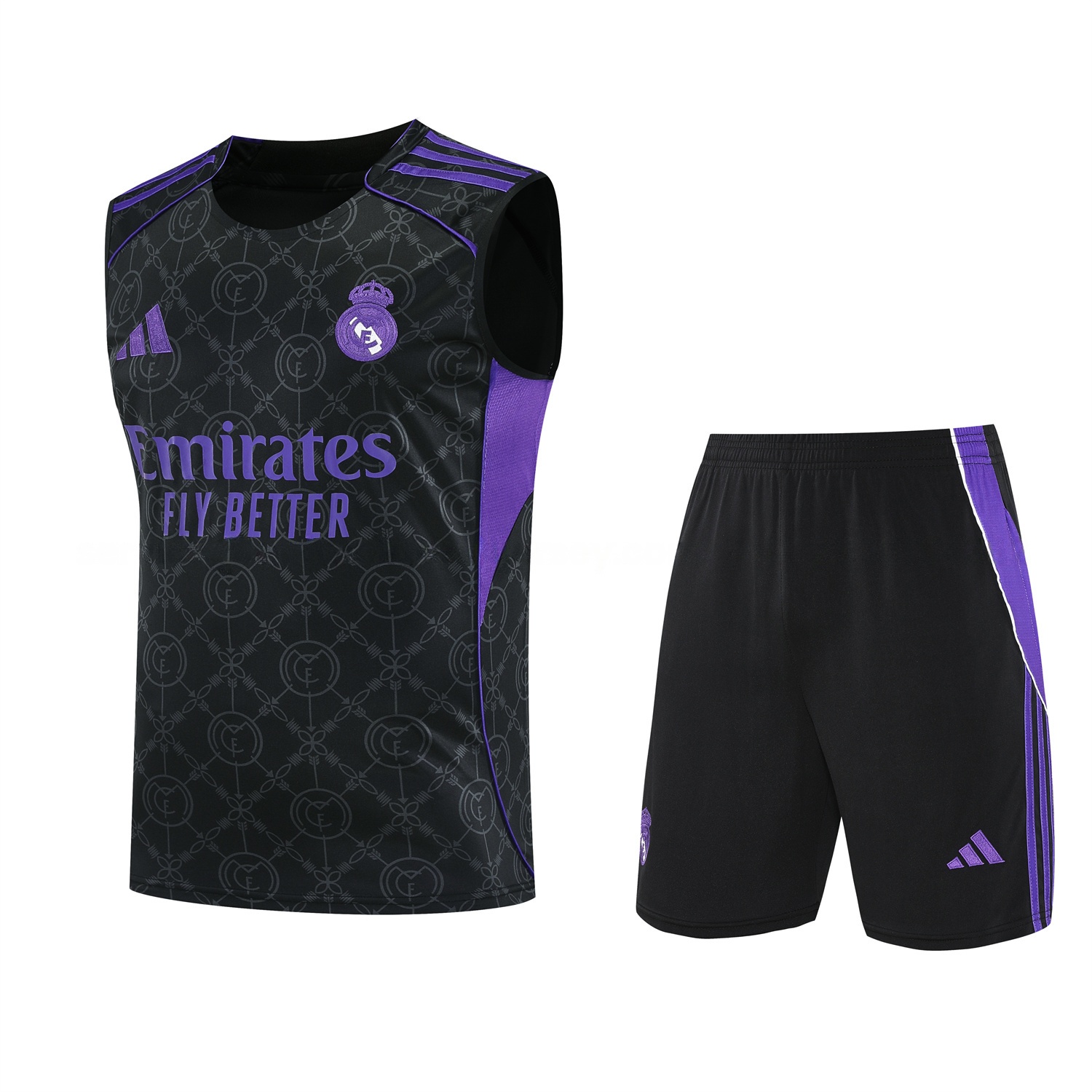 Real Madrid 25-26 Vest Training Set - Blue Edge Black Vest & Black Shorts - ManixJersey
