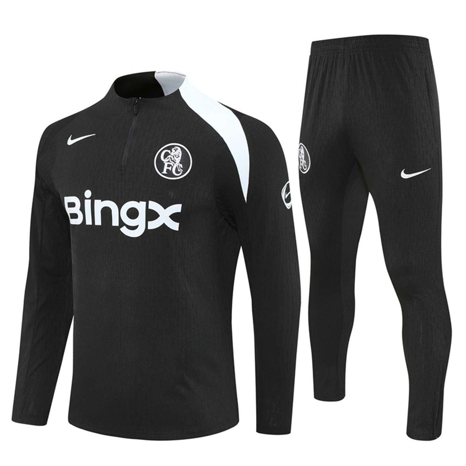 C.H.E.L.S.E.A 25-26 Long Sleeve Training Set - Player Version - Black Top and Black Pants - ManixJersey