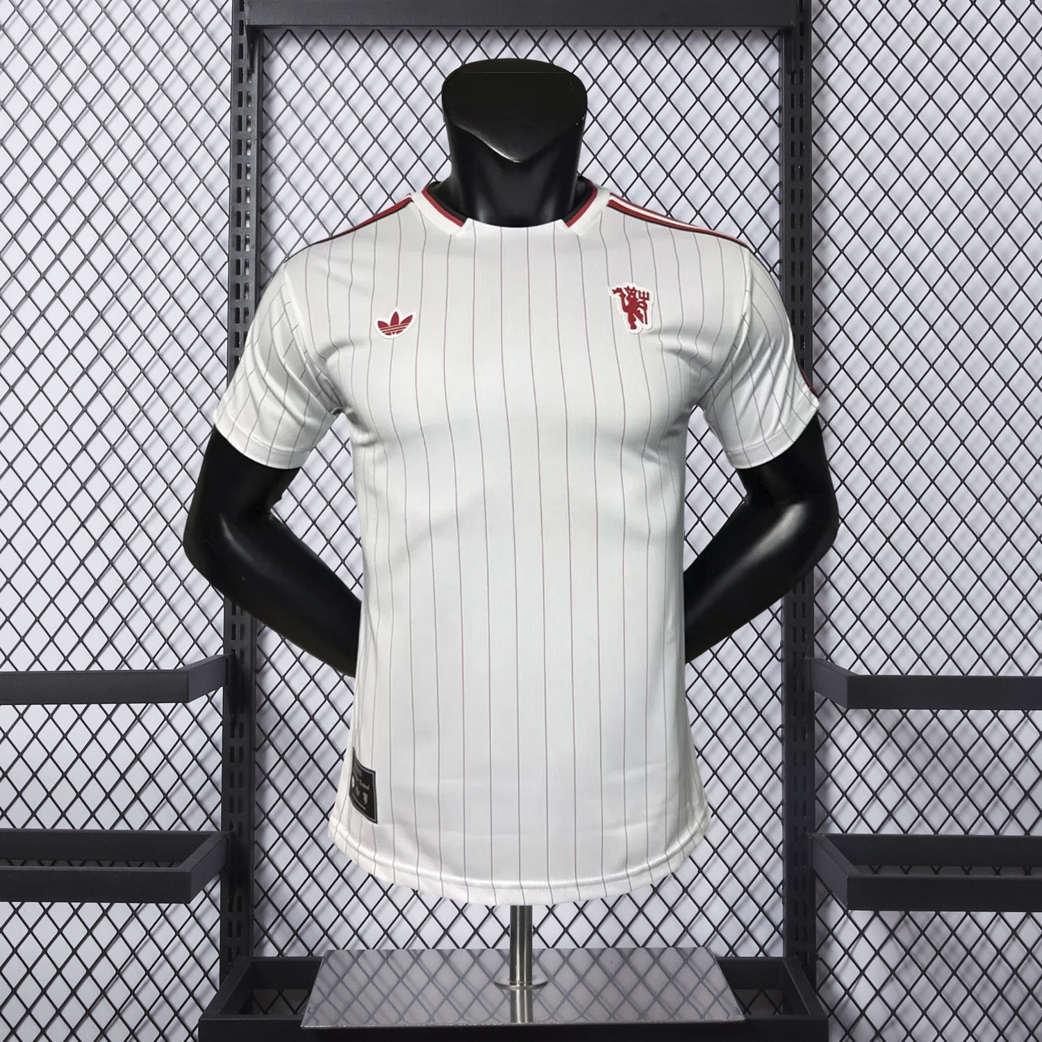 Manchester United 25-26 Trefoil Red Lines White Travel Jersey - Player Version - ManixJersey