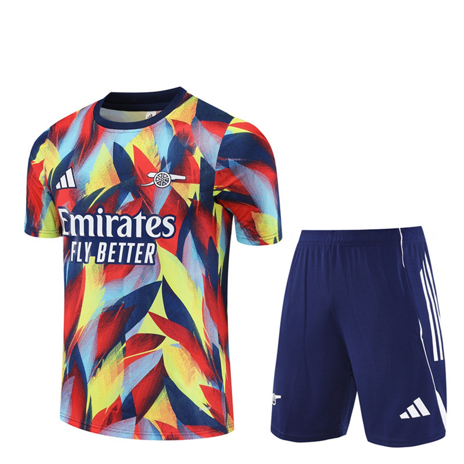 Arsenal 25-26 Short-Sleeve Training Set - Colorful Camouflage Top & Blue Shorts - ManixJersey