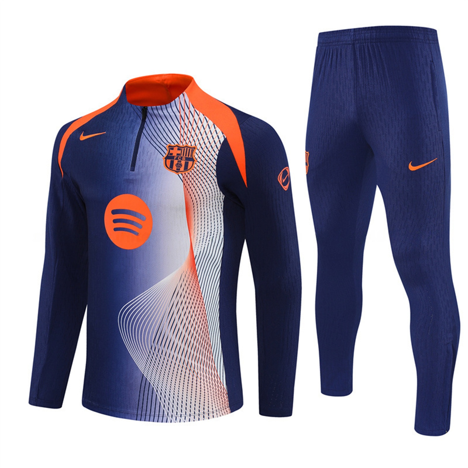 Barcelona 25-26 Long Sleeve Training Set - Red Blue Line Top & Blue Pants - ManixJersey