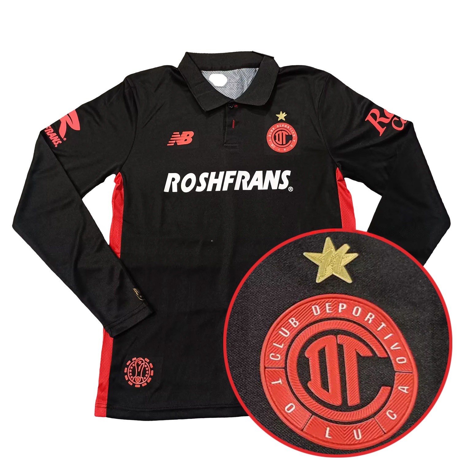 Toluca 25-26 Third Black Long Sleeves Jersey with Star - Player Version - ManixJersey