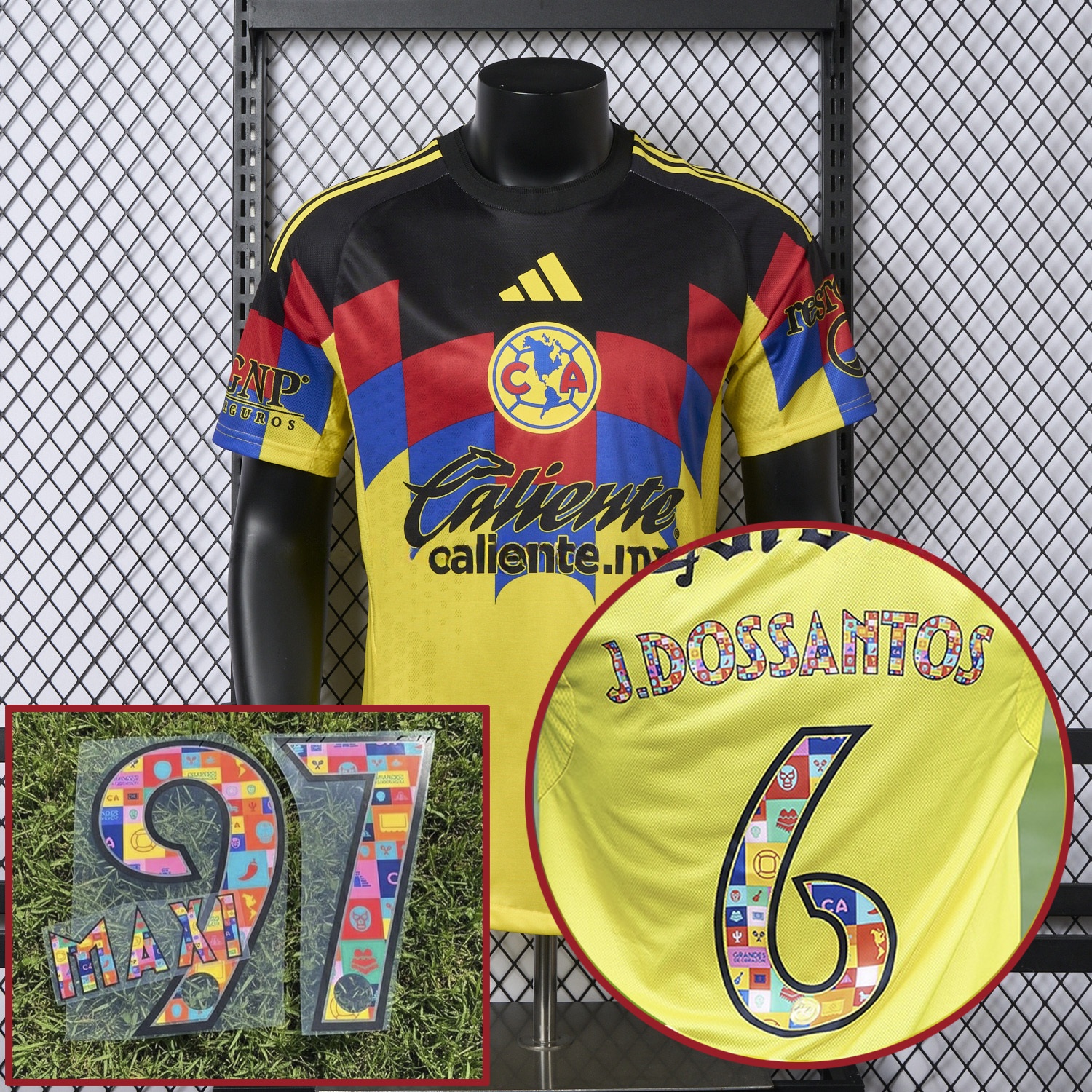 【El Día de Muertos Font】Club América 25-26 Home Yellow Jersey - Player Version - ManixJersey