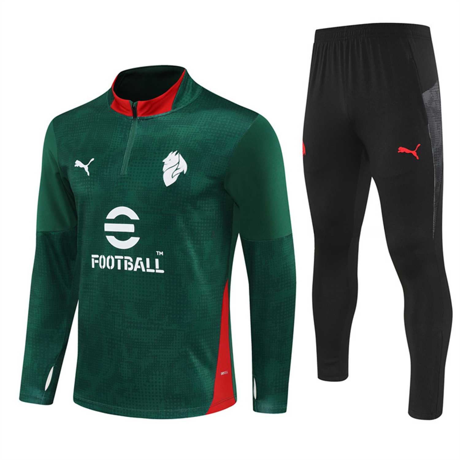 AC Milan 25-26 Long Sleeve Training Set - Army Green Top & Black Pants - ManixJersey