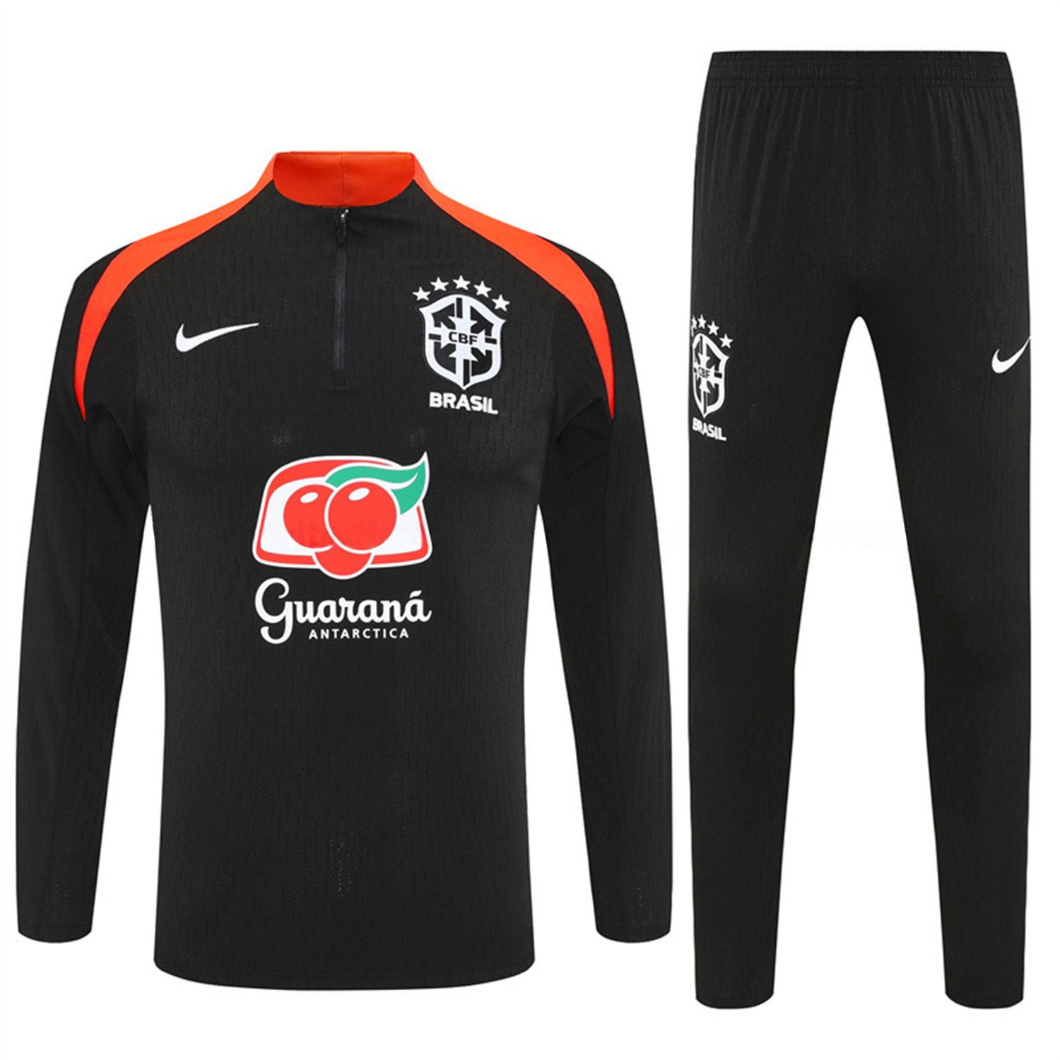 Brazil 25-26 Long Sleeve Training Set - Player Version - Black Top and Pants - ManixJersey