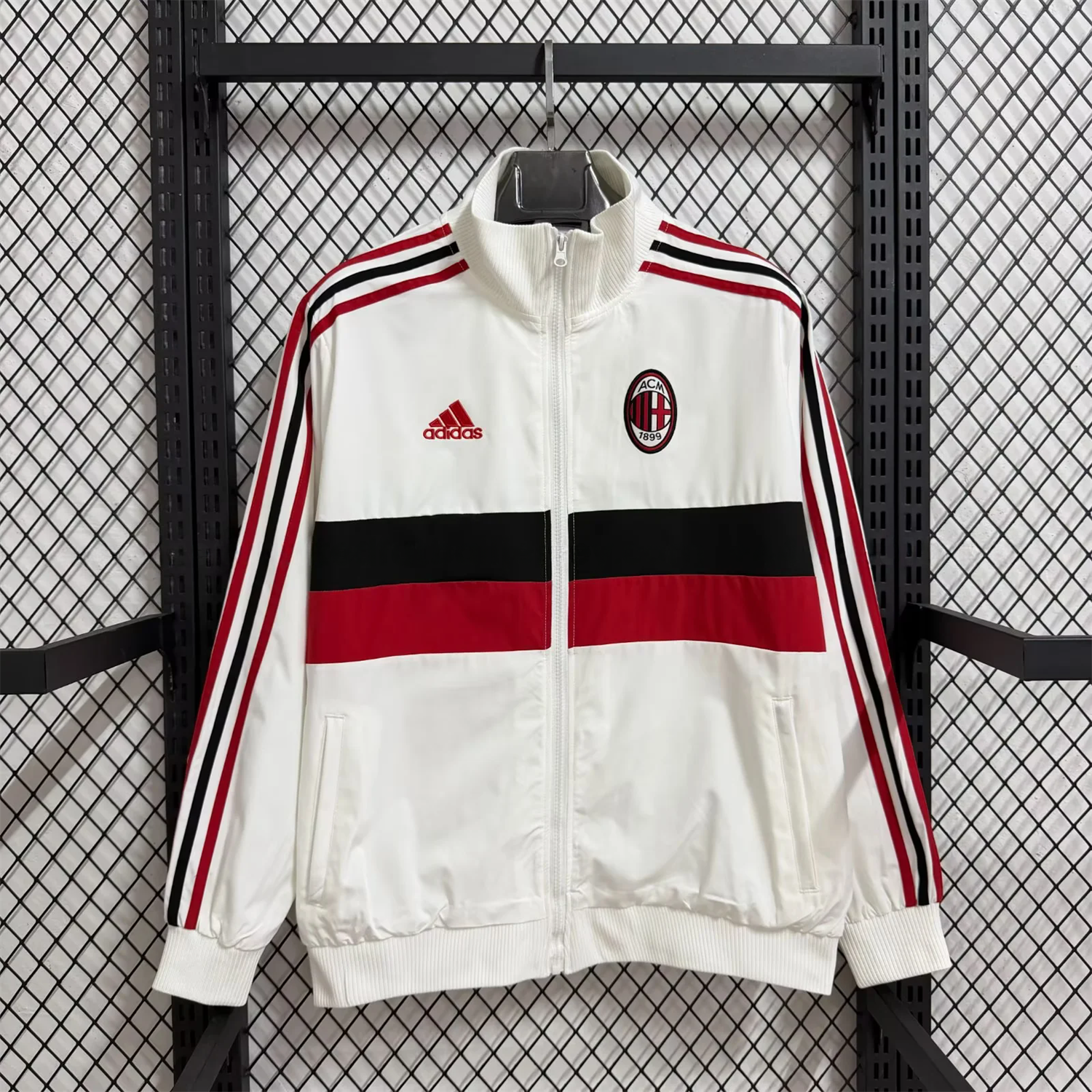 AC Milan 25-26 Windbreaker Jacket - Red Black Horizontal Stripes And White - ManixJersey