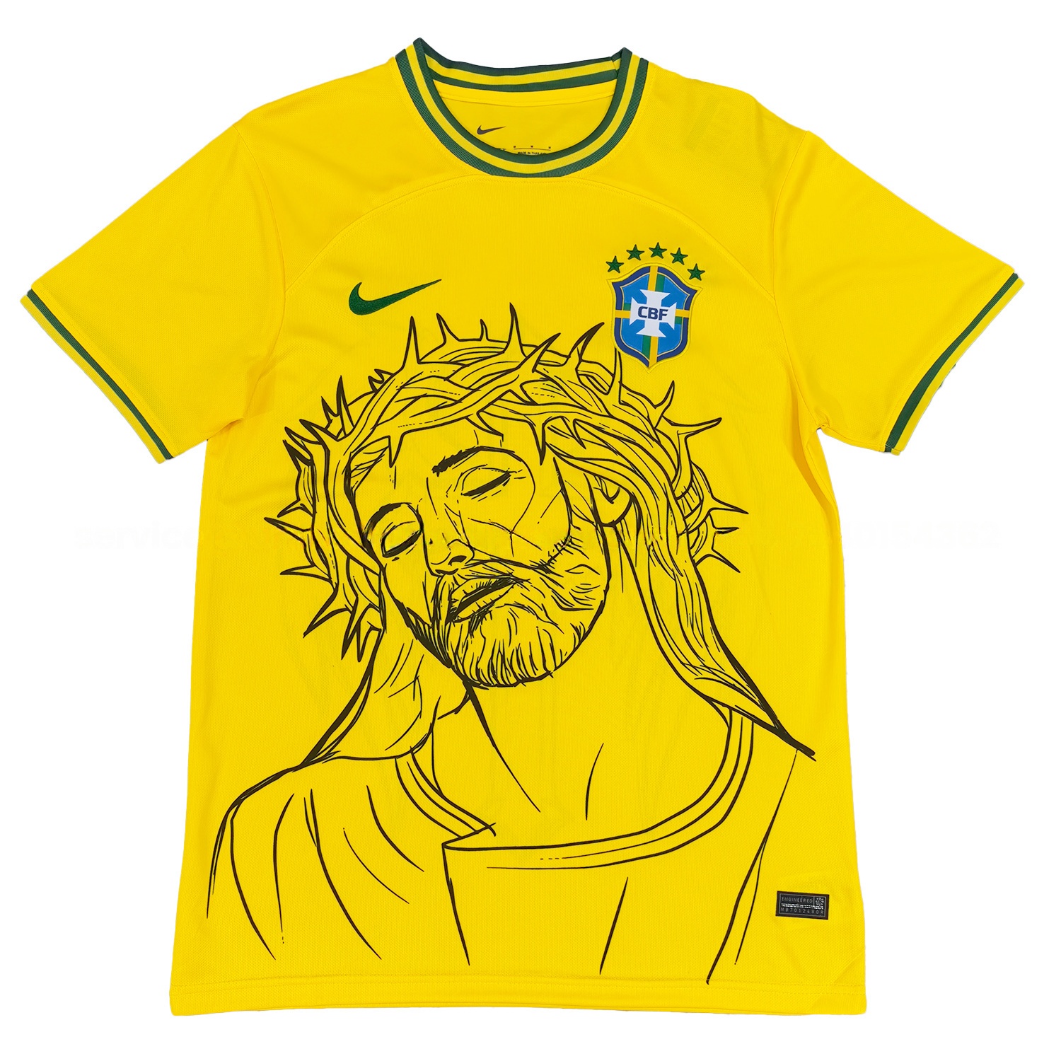Brazil 25-26 Jesus And Angel Cross Yellow Jersey - Fans Version - ManixJersey