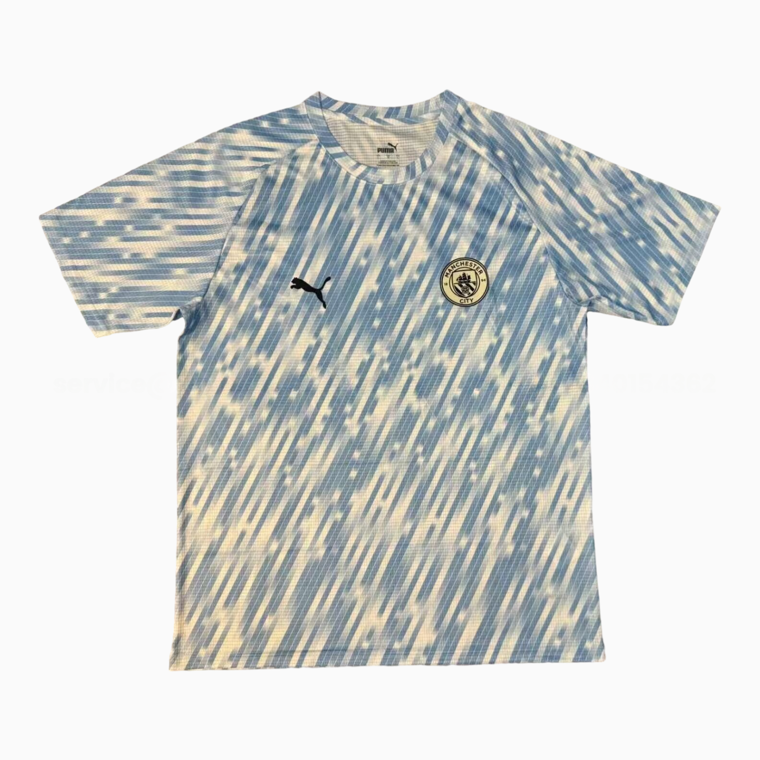 Manchester City 25-26 Blue And White Linear Gradient Pre-Match Training Jersey - Fans Version - ManixJersey