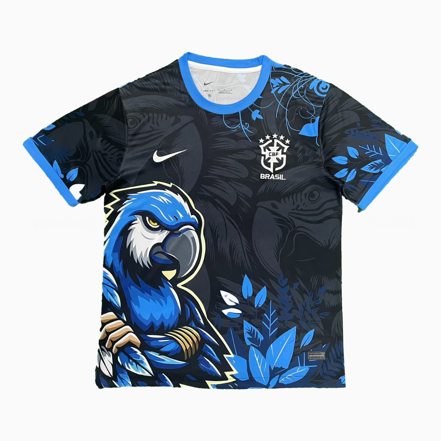 Brazil 25-26 Serious Blue Parrot Black Jersey - Fans Version - ManixJersey