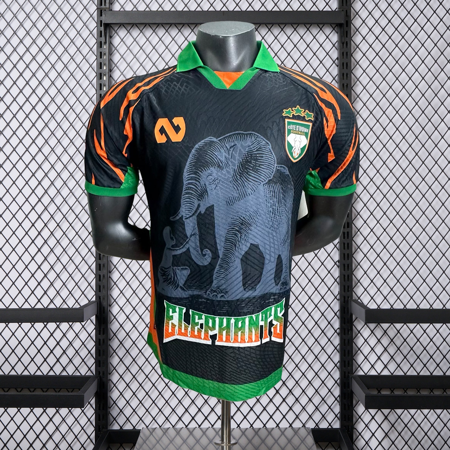 Ivory Coast 25-26 Elephant And Kid Black Jersey - Player Version - ManixJersey