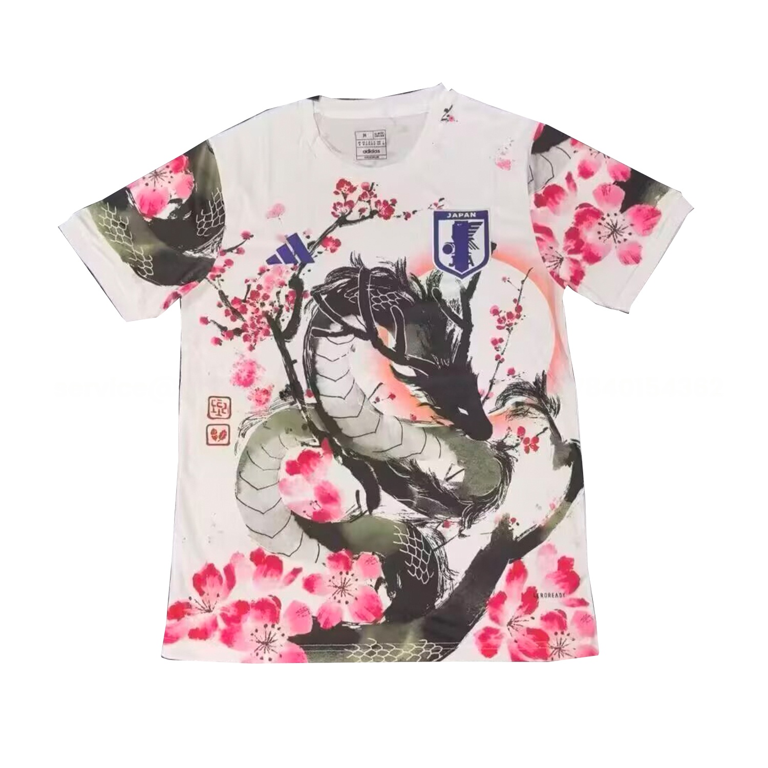 Japan 25-26 Cherry Blossom Ink Painting Black Dragon Special Jersey - Fans Version - ManixJersey
