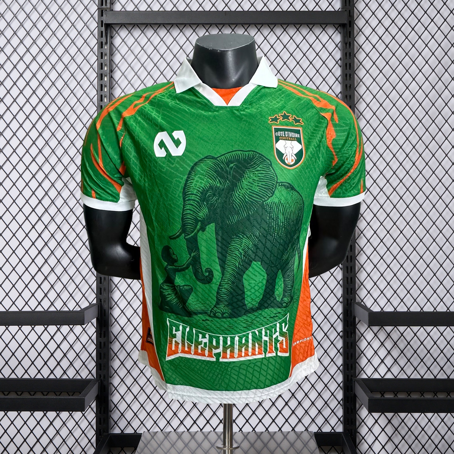 Ivory Coast 25-26 Elephant And Kid Green Jersey - Player Version - ManixJersey