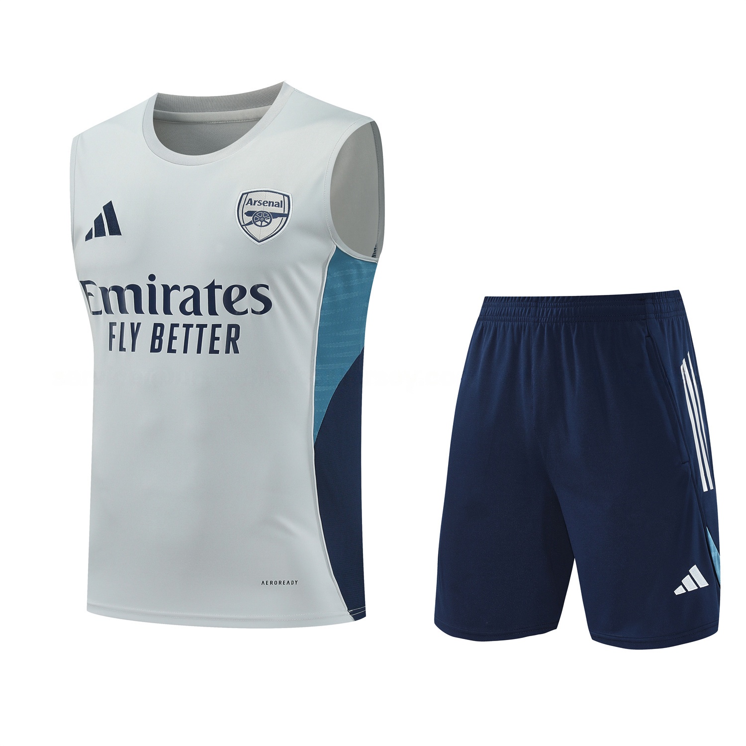 Arsenal 25-26 Vest Training Set - Grey Top & Deep Blue Shorts - ManixJersey