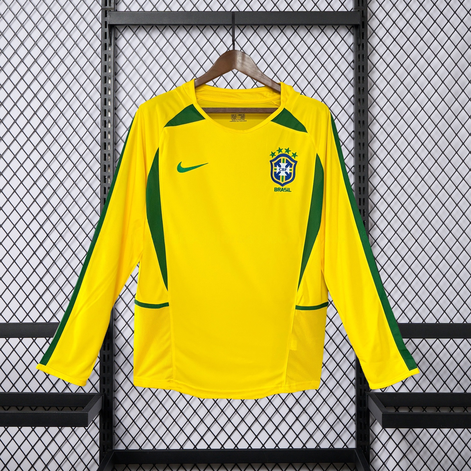 Retro Brazil 2002 Home Long Sleeves Jersey - ManixJersey