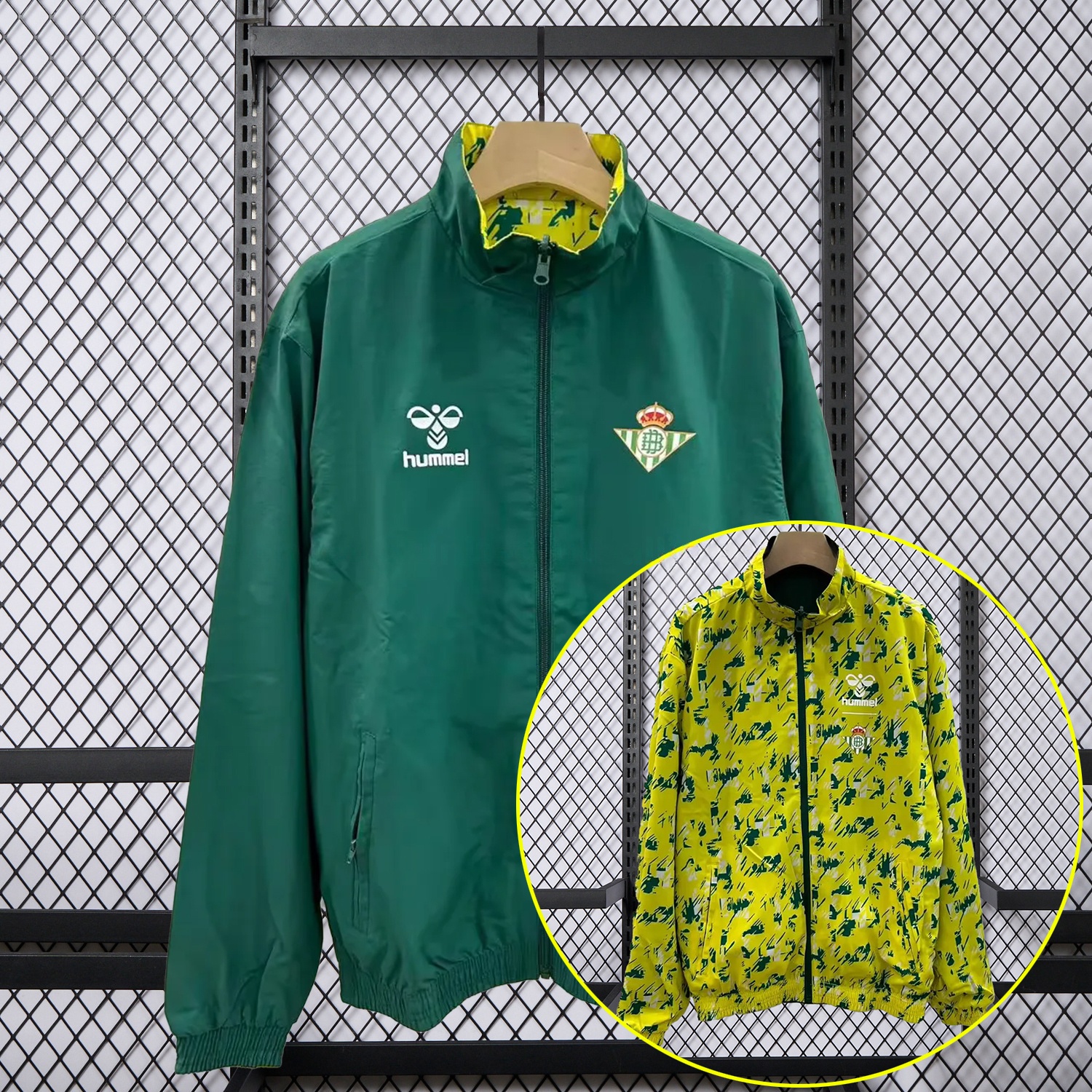 Real Betis 25-26 Double Sided Reversible Windbreaker - Green & Yellow - ManixJersey