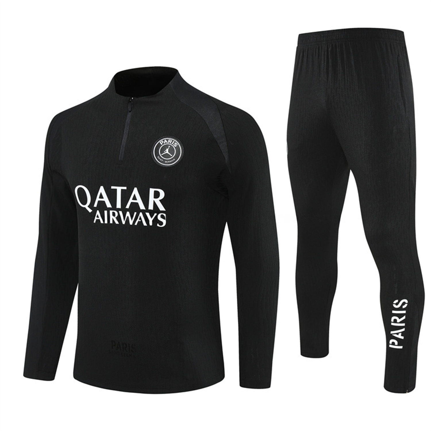 Paris Saint-Germain PSG 25-26 Jordan Long Sleeve Training Set - Pure Black Top & Pants - ManixJersey