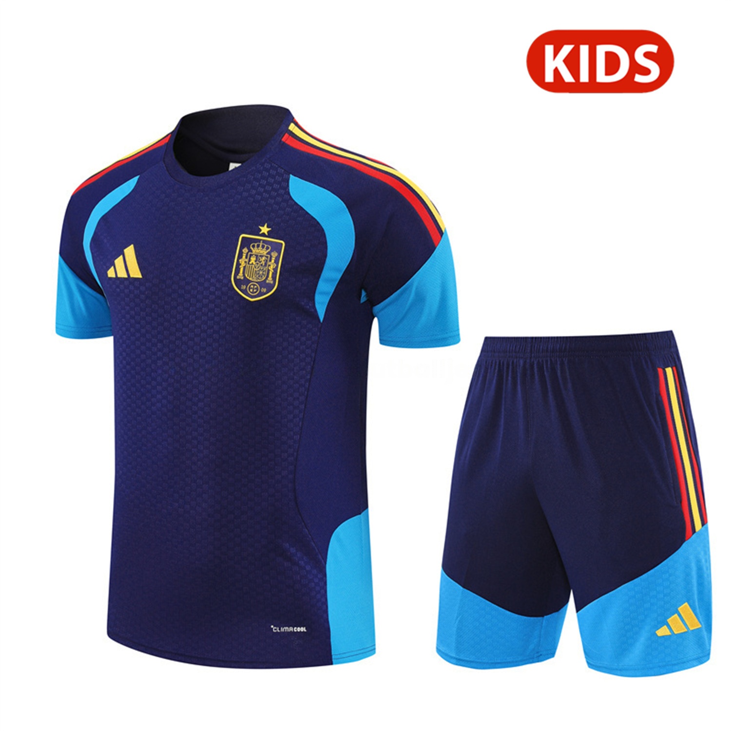 Spain 2026 Kids Short-Sleeve Training Set - Royal Blue Top & Shorts - ManixJersey