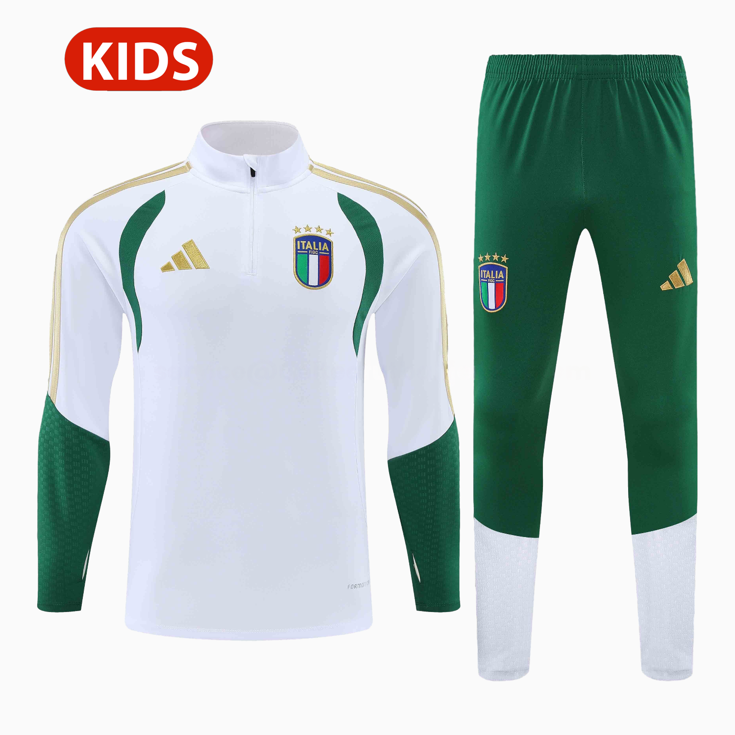 Italy 2026 Kids Long Sleeve Training Set - White Top & Pants - ManixJersey