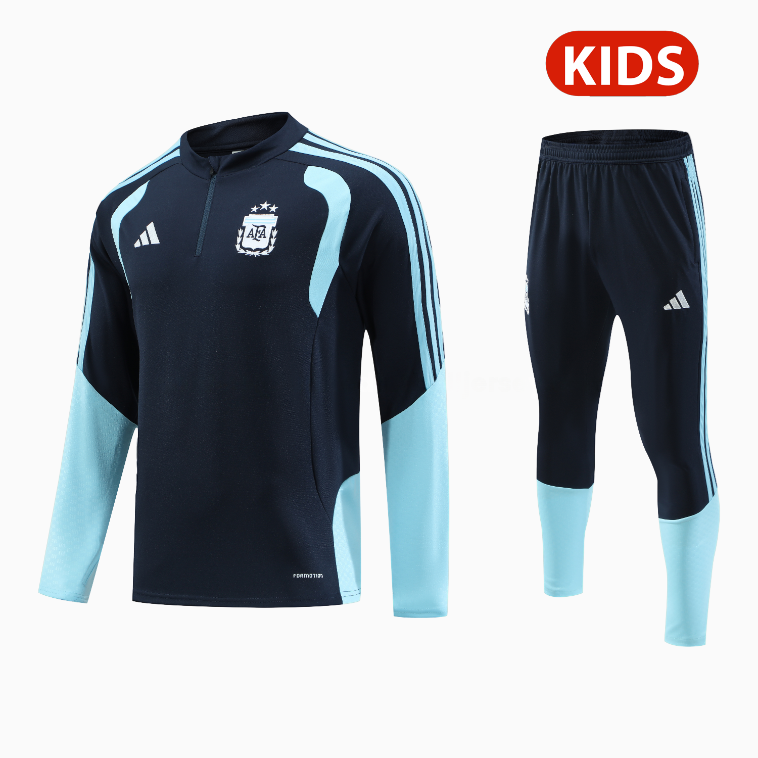 Argentina 2026 Kids Long Sleeve Training Set - Blue Black Top & Pants - ManixJersey
