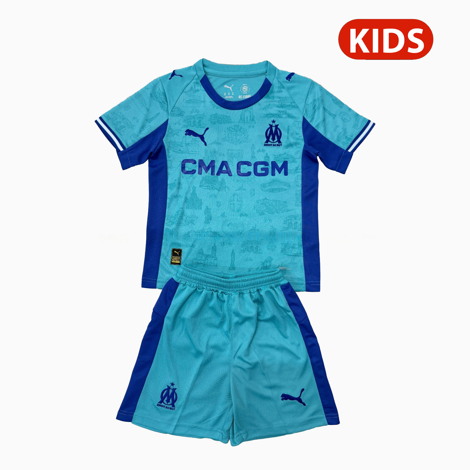 Marseille 25-26 Blue Goalkeeper Kids Kit - ManixJersey