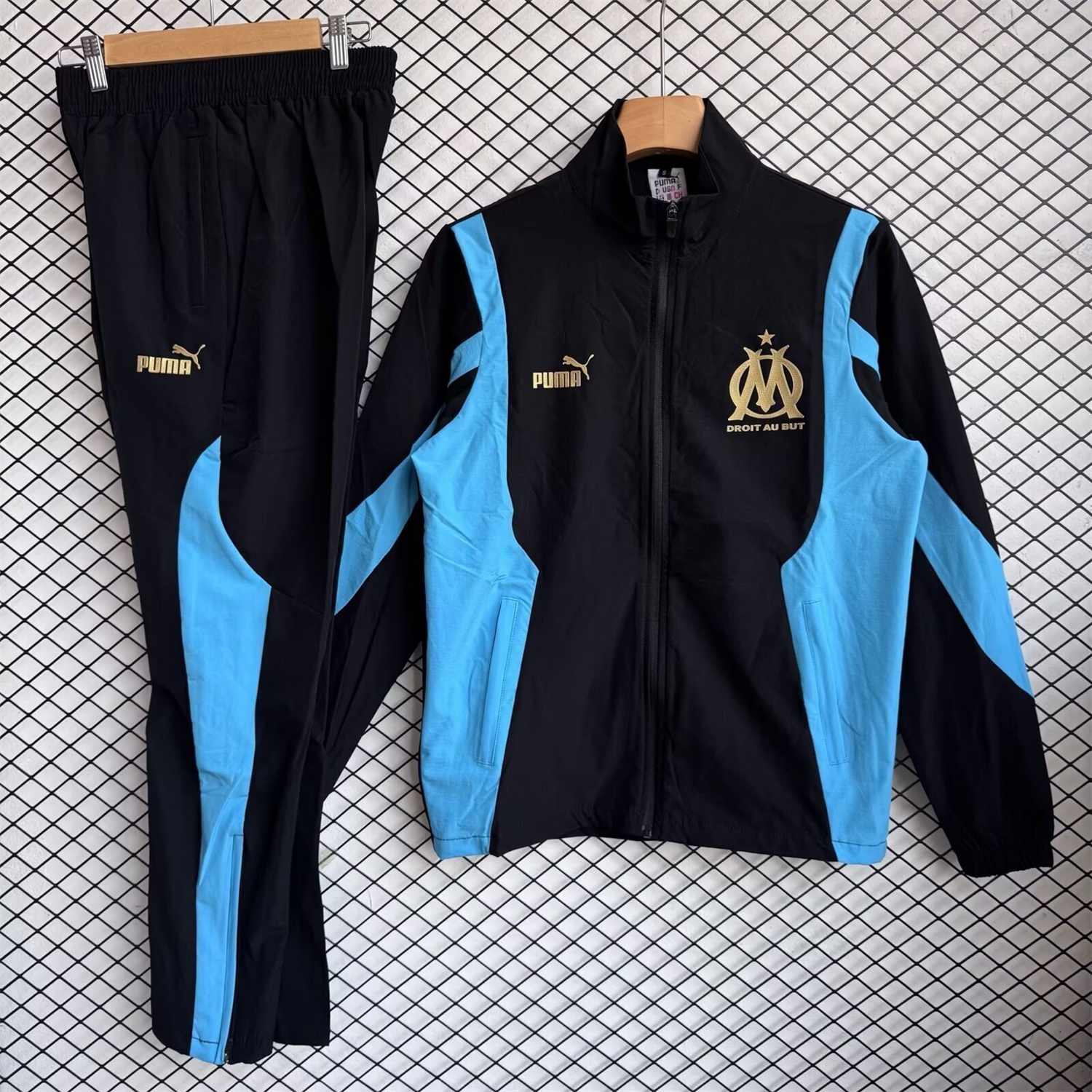 Marseille 25-26 Windbreaker Training Set - Blue Black Top and Pants - ManixJersey
