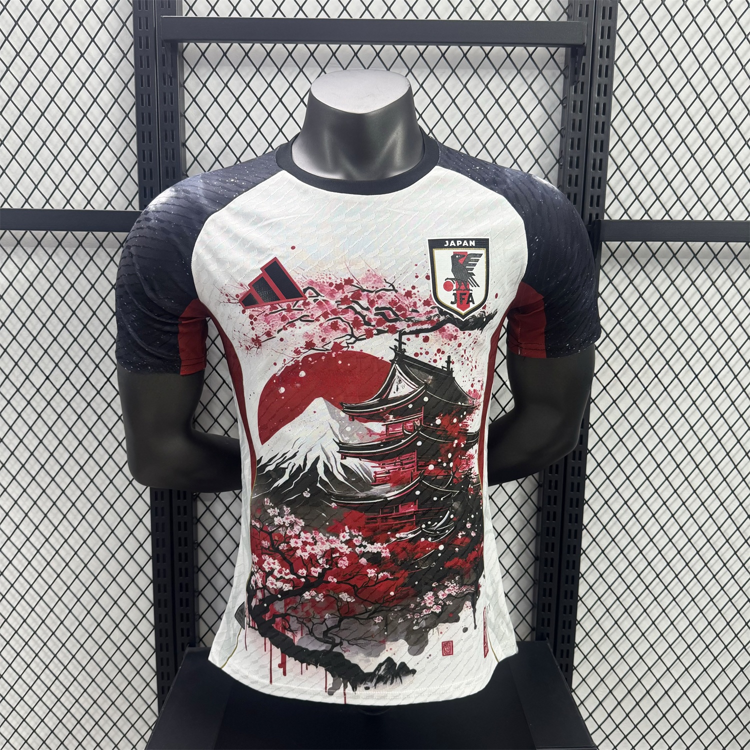 Japan 25-26 Sunset Over Mount Fuji Flowers Floating Over Churei Pagoda Special Jersey - Player Version - ManixJersey