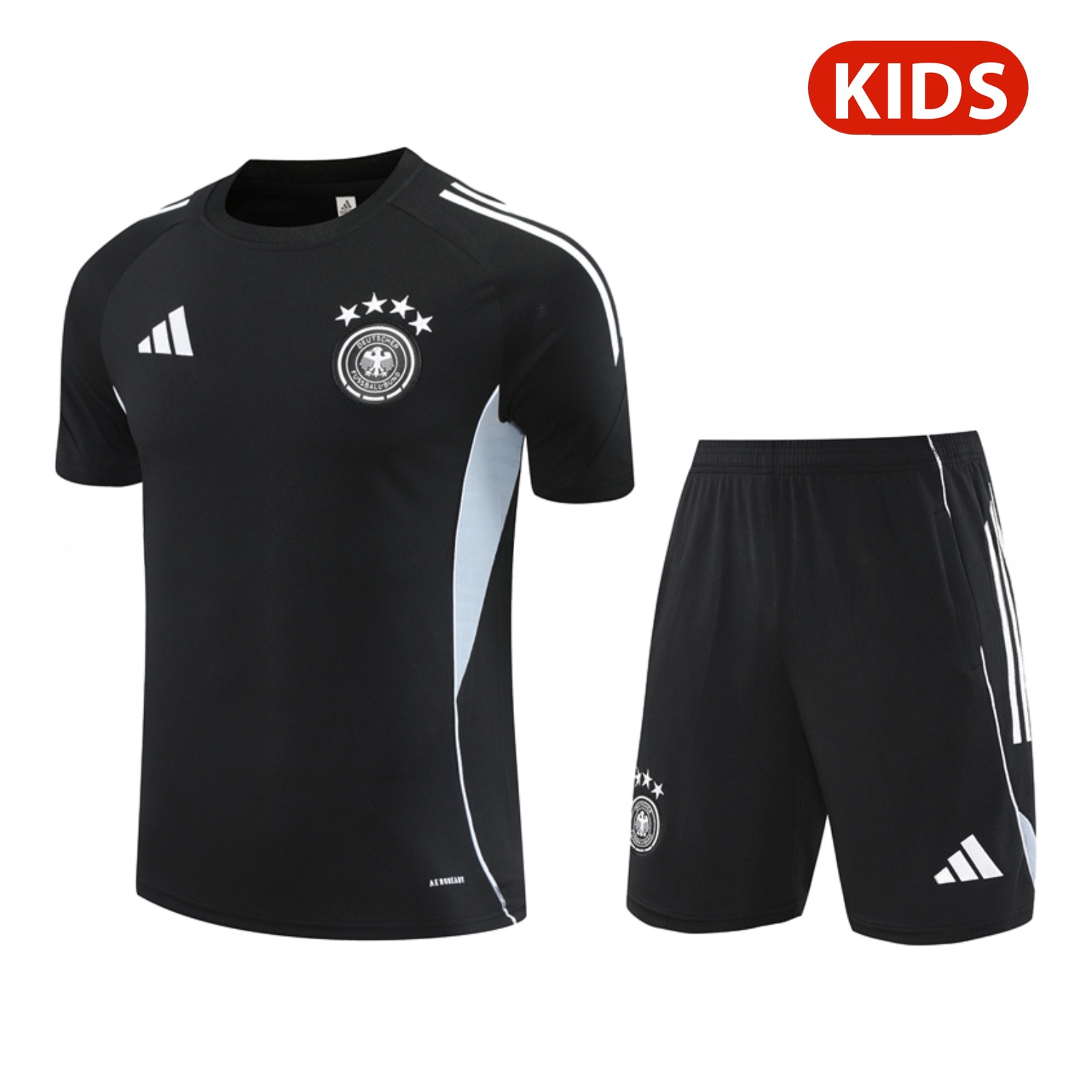 Germany 25-26 Kids Short-Sleeve Training Set - Black Short Sleeve & Black Shorts - ManixJersey