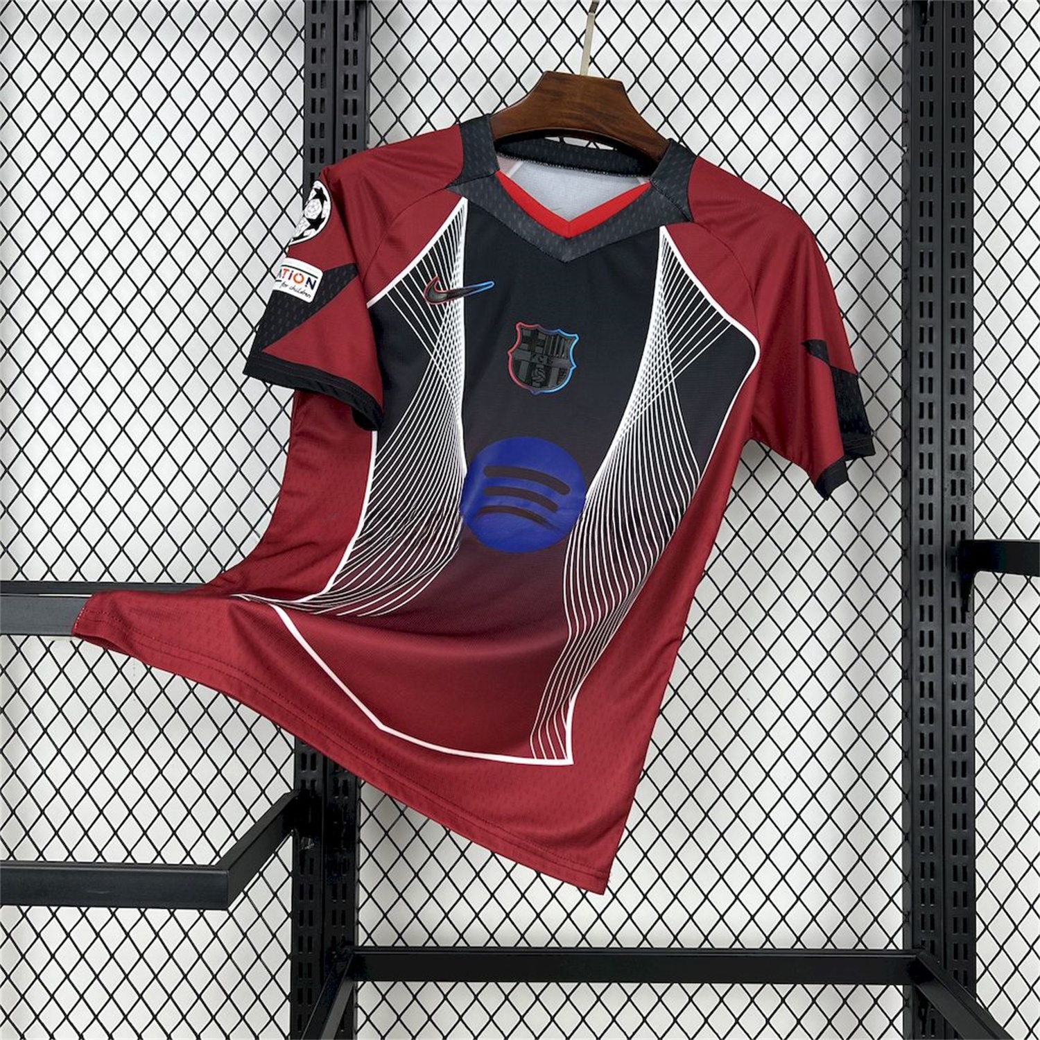Barcelona 25-26 T90 Red Black Gradient and White Lines Special Jersey - Fans Version - ManixJersey
