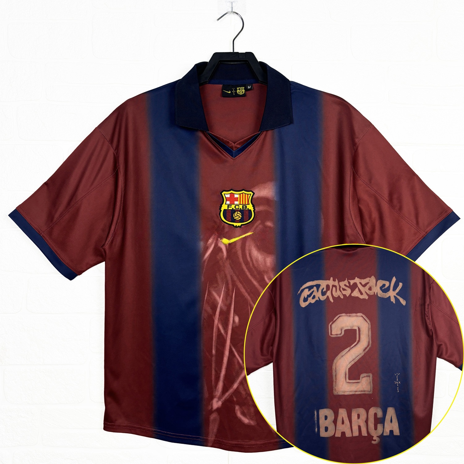 Barcelona x Travis Scott 2000-01 Home Retro Style Skeleton Jersey With Back Printing - Fans Version - ManixJersey