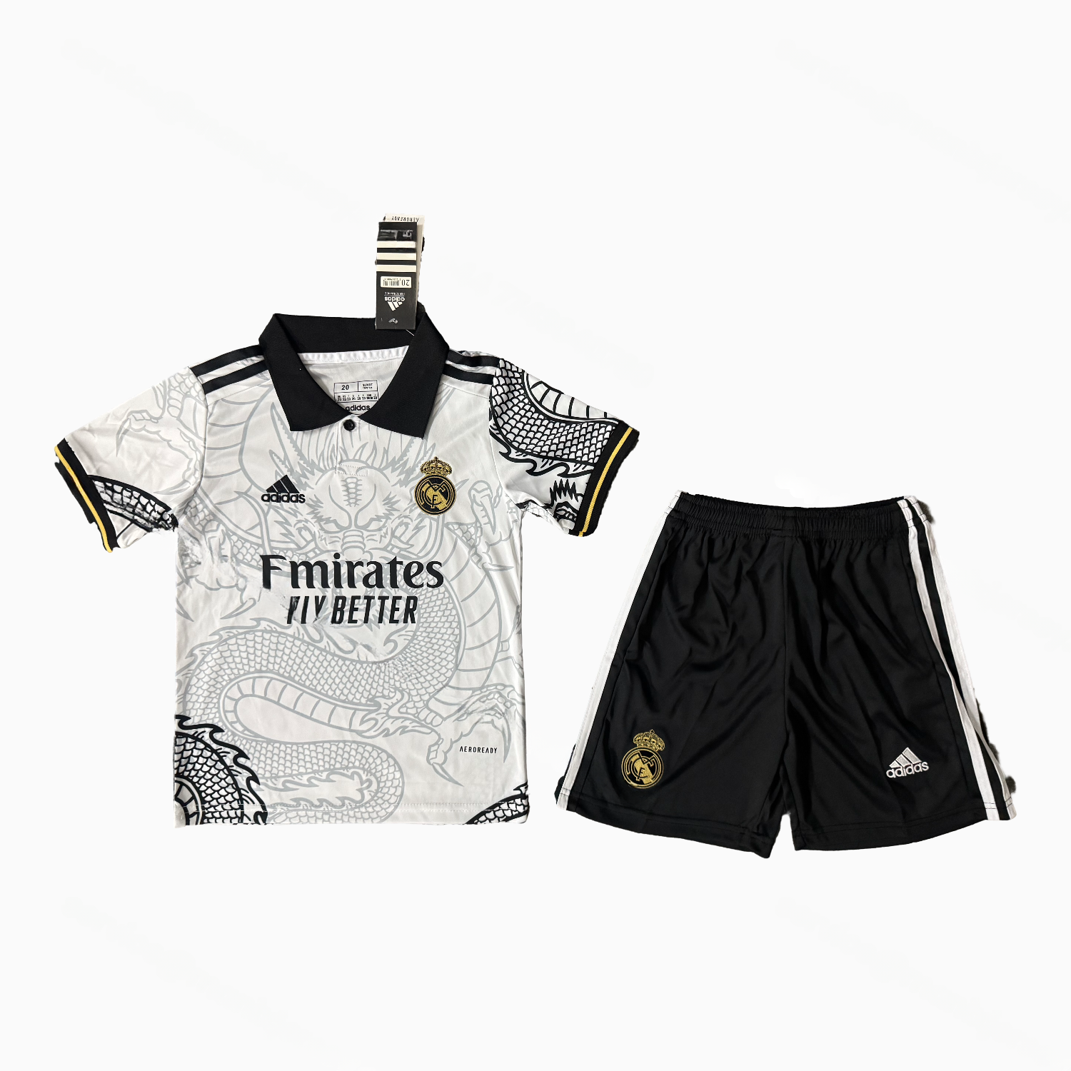 Real Madrid 25-26 Black Gragon White Special Men's Adult Jersey Set - Fans Version - ManixJersey