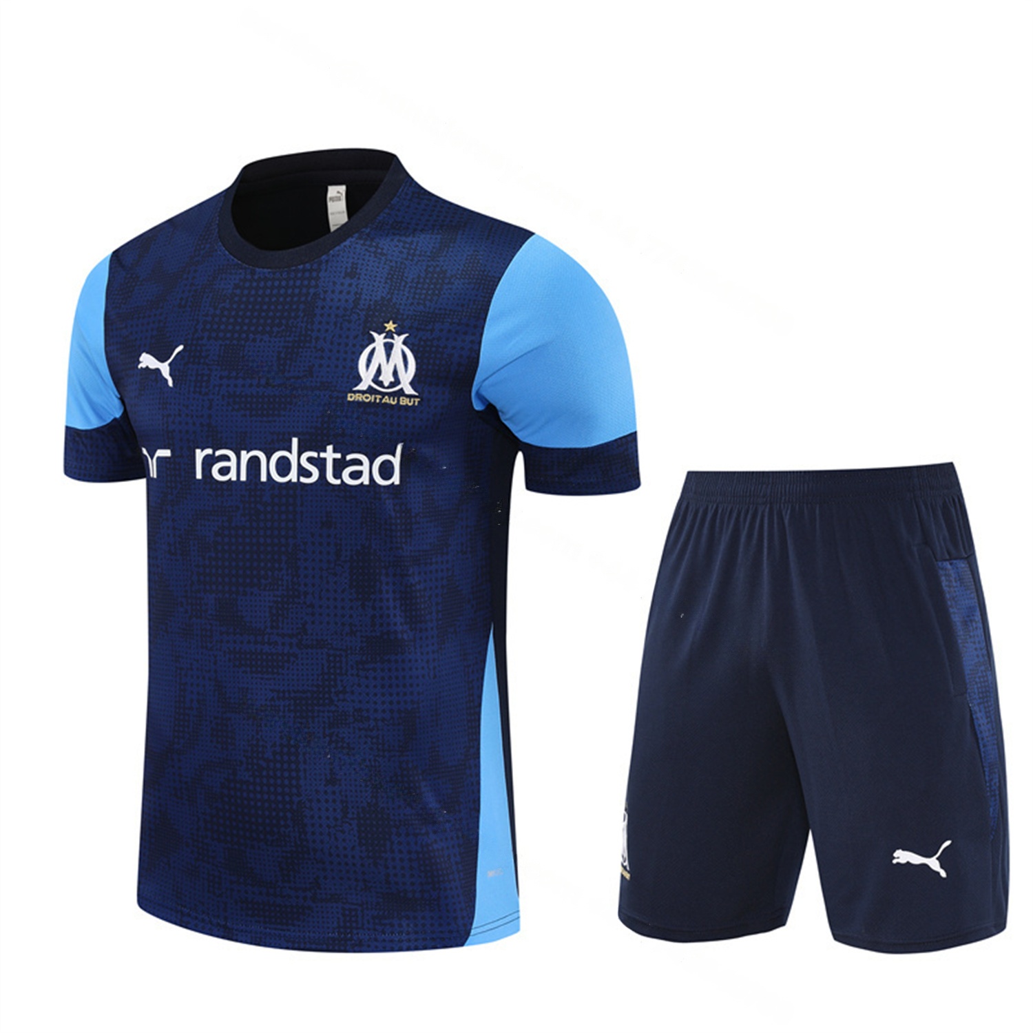 Marseille 25-26 Short-Sleeve Training Set - Royal Blue Top & Royal Blue Shorts - ManixJersey