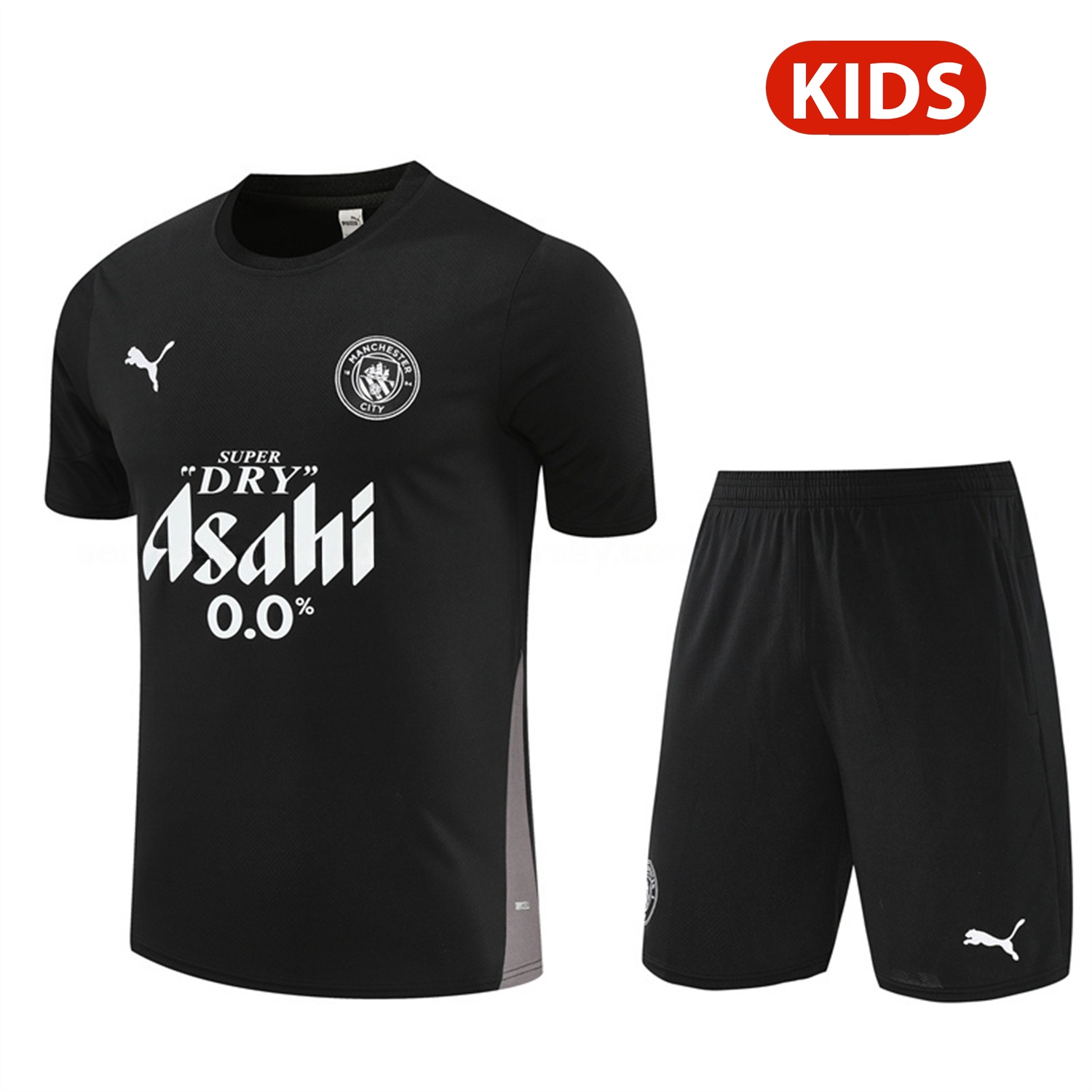Manchester City 25-26 Kids Short-Sleeve Training Set - Black Top & Black Shorts - ManixJersey