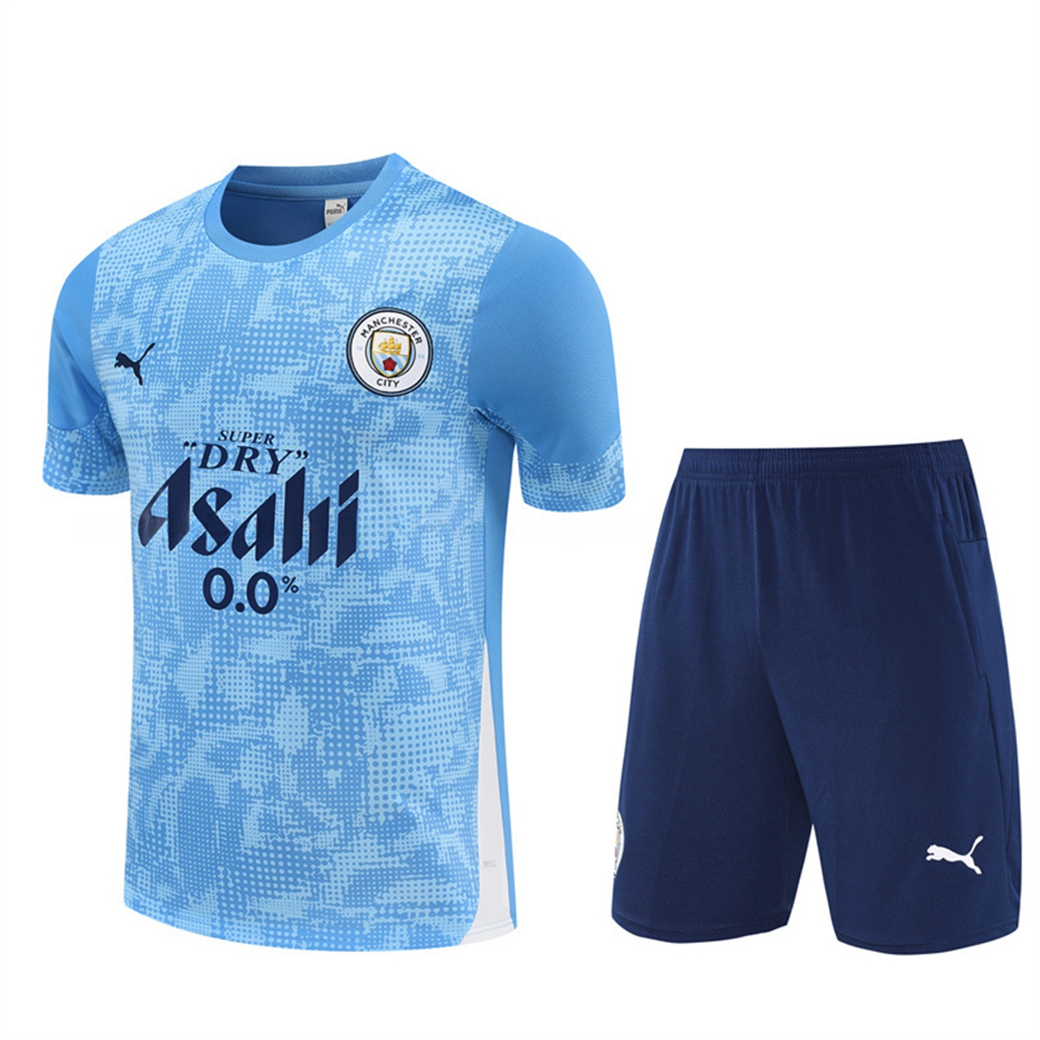 Manchester City 25-26 Short-Sleeve Training Set - Light Blue Camouflage Top & Deep Blue Shorts - ManixJersey