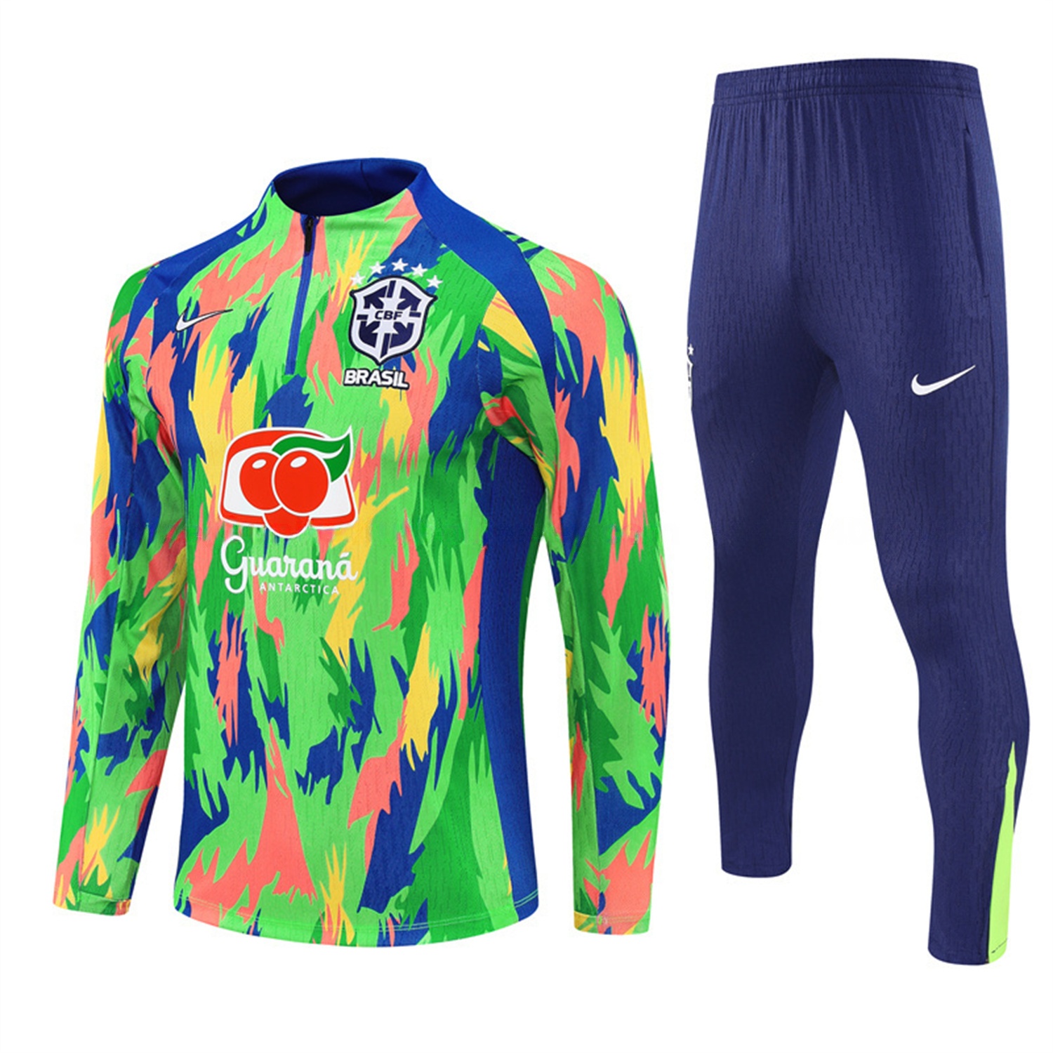 Brazil 25-26 Long Sleeve Training Set - Colorful Camouflage Top & Royal Blue Pants - ManixJersey